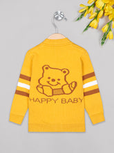 Load image into Gallery viewer, Unisex winter woolen full sleeves round neck front open buttons sweater in yellow
