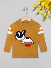 Load image into Gallery viewer, Boys winter woolen full sleeves round neck sweater in yellow and white combination
